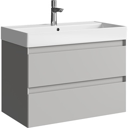 Тумба с раковиной Aqwella Geometria 80 серый туман 2 ящика