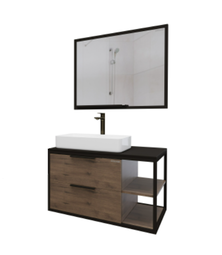 Комплект мебели для ванной Grossman Лофт 90 веллингтон/металл черный