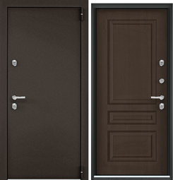 Дверь входная стальная Торэкс Snegir Arctic МР Букле коричневый/ПВХ Дуб коньяк SA-С3