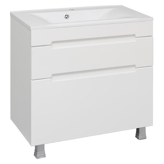 Тумба с раковиной Aqua de Marco Olivia 80 белая напольная 2 ящика
