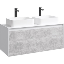 Тумба с двумя раковинами Aqwella Mobi 120 белый/бетон светлый