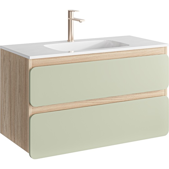 Тумба с раковиной Aqwella Vento 100 акация/шалфей зеленый