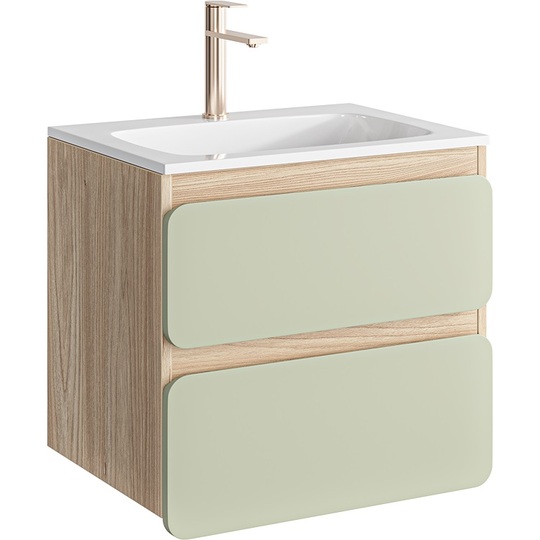Тумба с раковиной Aqwella Vento 60 акация/шалфей зеленый
